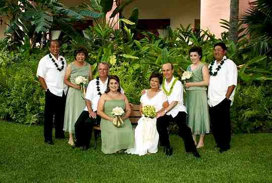 The Pickard wedding party which included both of Jerry's daughters, his brother Doug, his new son-in-law Toby and Dennis Chun - Kam Fong's son.